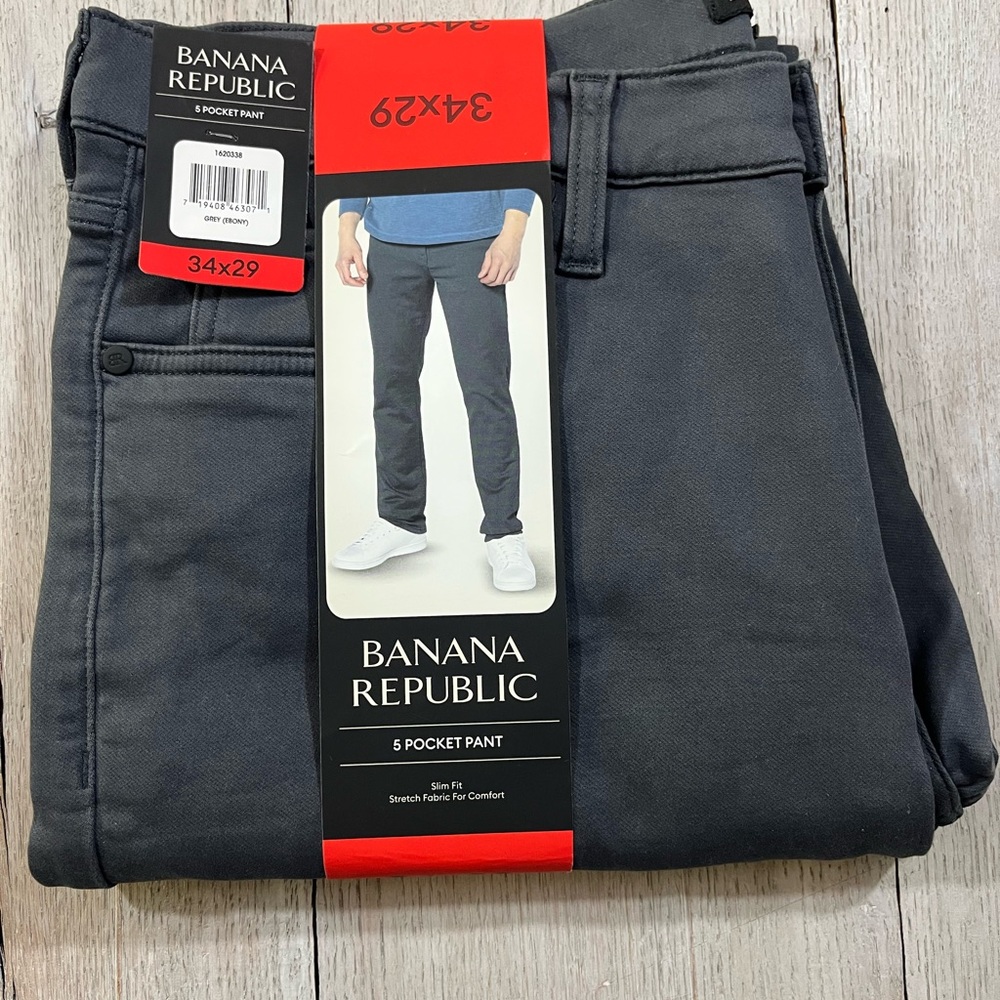 Banana Republic Men's Dark Gray(Ebony) 5 Pocket Pant Slim Fit Size 34x29 NWT